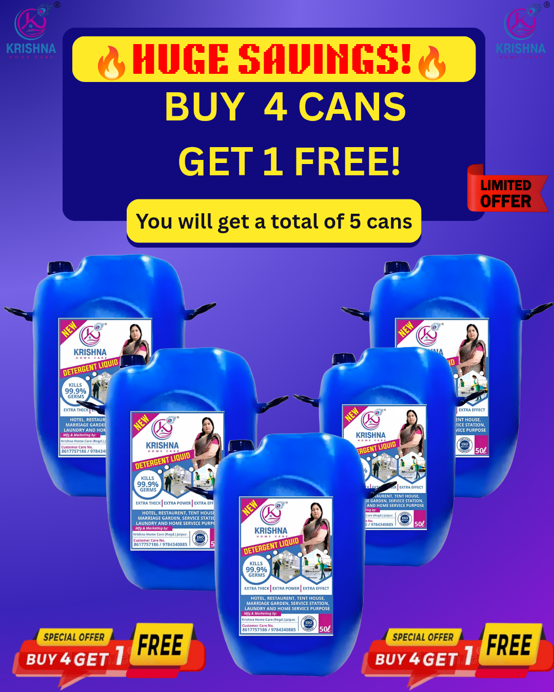 Krishna Detergent Liquid Buy 4 Get 1 Free