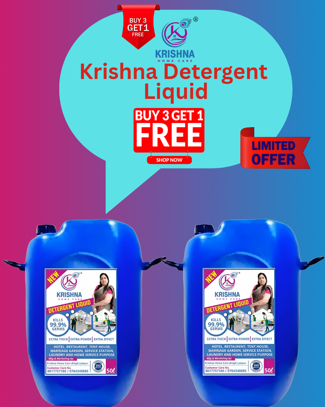 Krishna Detergent Liquid Buy 3 Get 1 Free